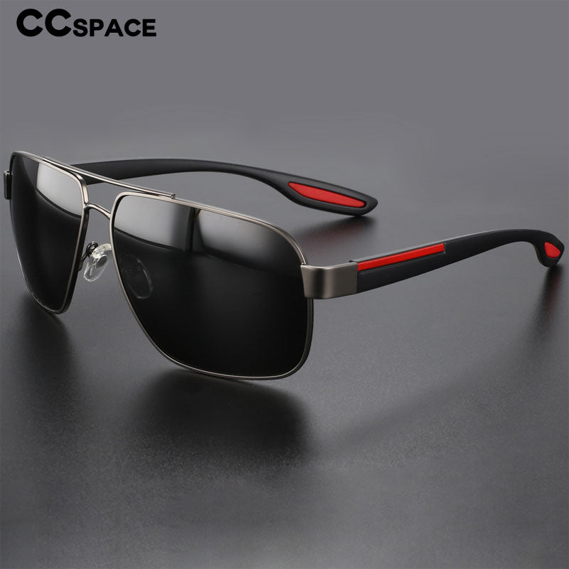 CCspace Men's Full Rim Square Double Bridge Alloy Polarized Sunglasses 56362 Sunglasses CCspace Sunglasses