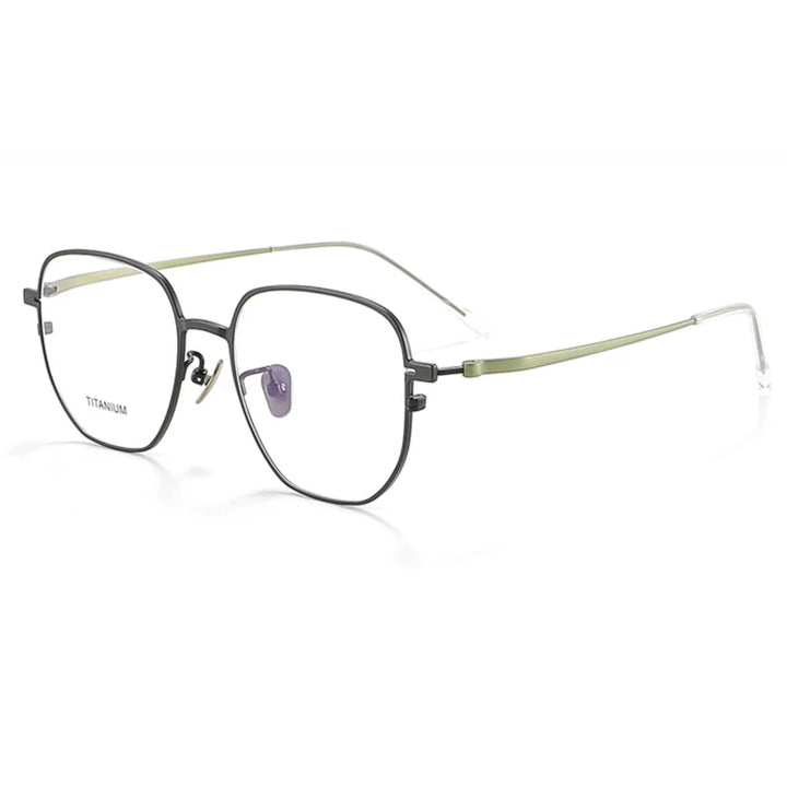 Aror Unisex Full Rim Polygon Square Titanium Eyeglasses 47813 Full Rim Aror Black Green