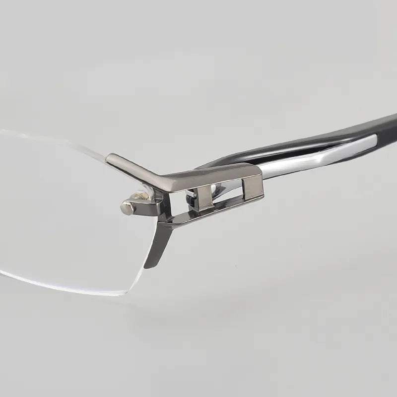 Muzz Men's Rimless Square Titanium Acetate Eyeglasses 1141w Rimless Muzz