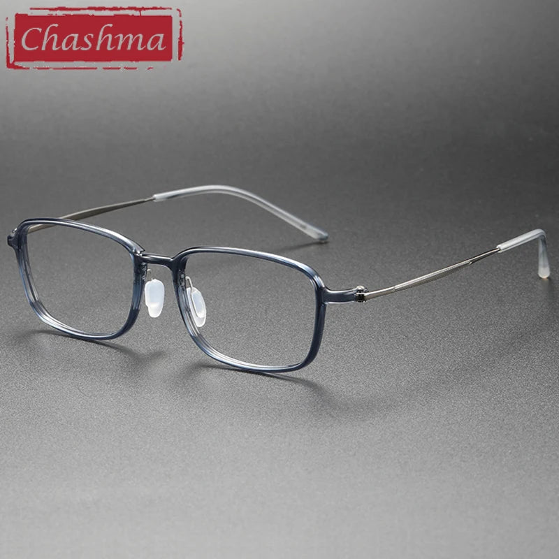 Chashma Unisex Full Rim Polygon Square Ultem Titanium Eyeglasses 86324