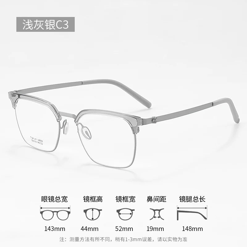 Reven Jate Unisex Full Rim Browline Square Titanium Eyeglasses 2606 Full Rim Reven Jate C3