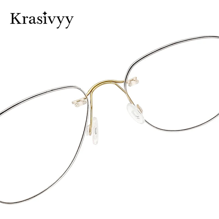Krasivyy Unisex Rimless Oval Titanium Eyeglasses Kr05 Rimless Krasivyy