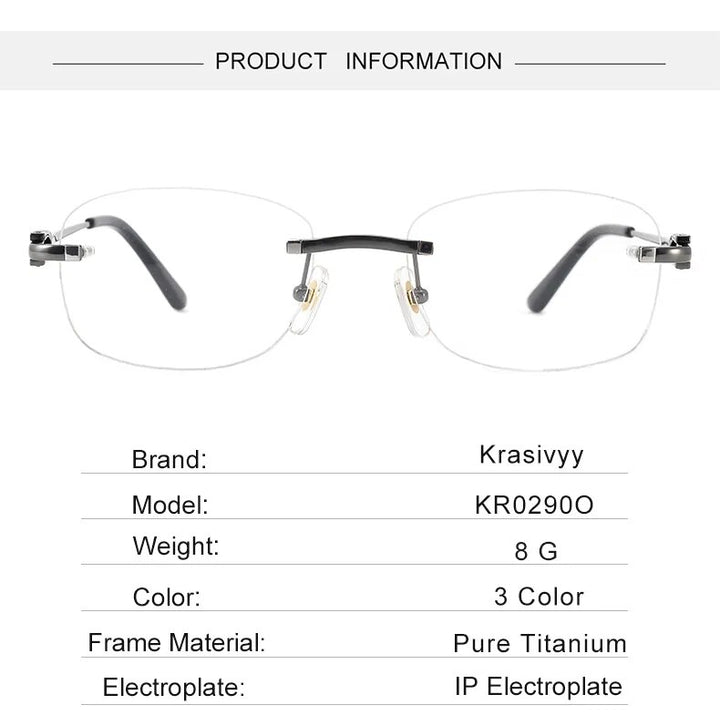 Krasivyy Unisex Rimless Square Titanium Eyeglasses Kr0290o Rimless Krasivyy   