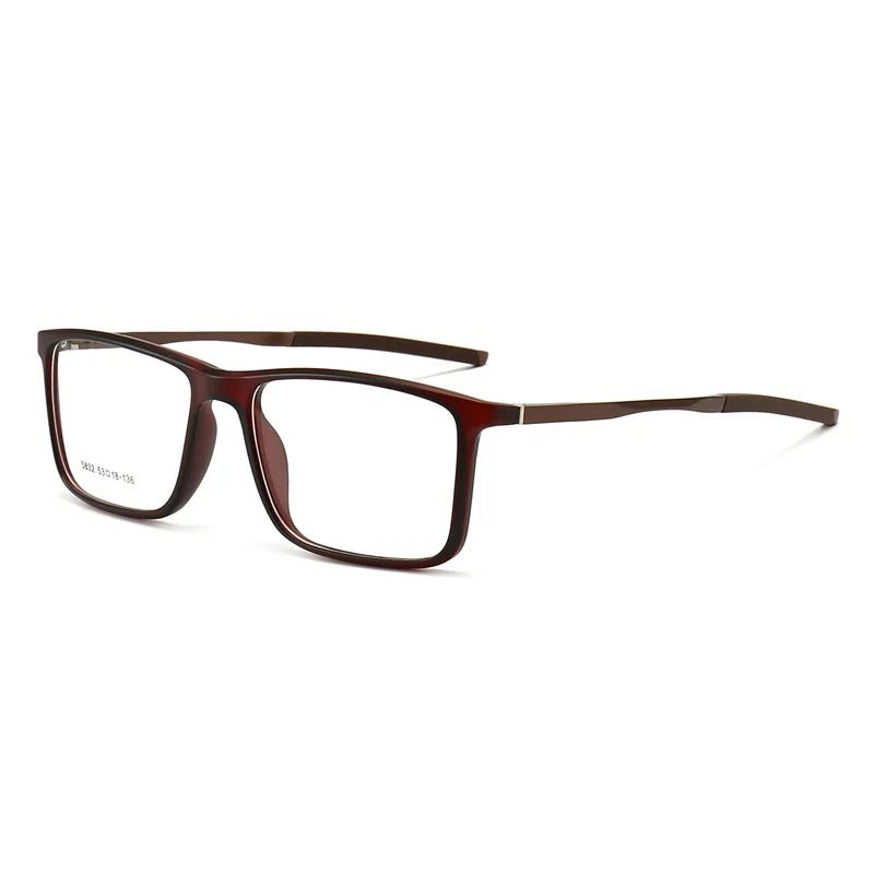 Kocolior Unisex Full Rim Square Tr 90 Aluminium Hyperopic Reading Glasses 5832 Reading Glasses Kocolior Tea 0