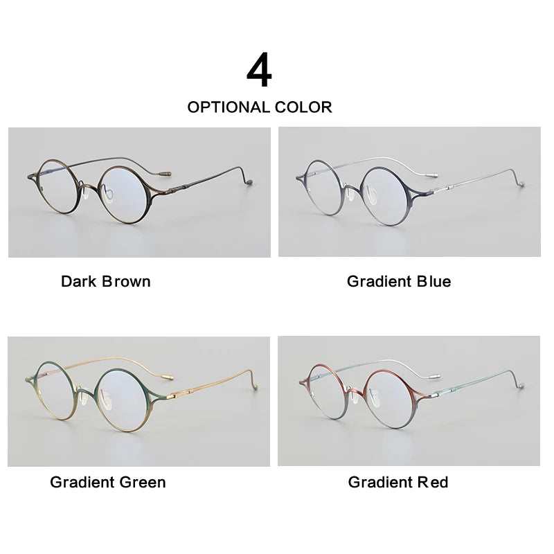 Muzz Unisex Full Rim Small Round Titanium Eyeglasses 5958 Full Rim Muzz