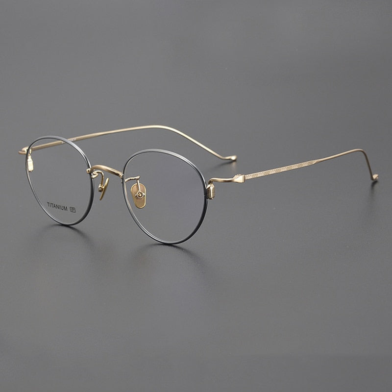 Gatenac Unisex Full Rim Round Titanium Eyeglasses Gxyj1051 Full Rim Gatenac Blue