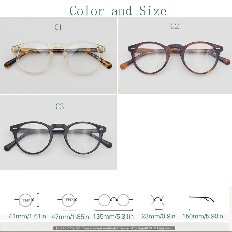 Yujo Unisex Full Rim Round Acetate Eyeglasses 1005 Full Rim Yujo