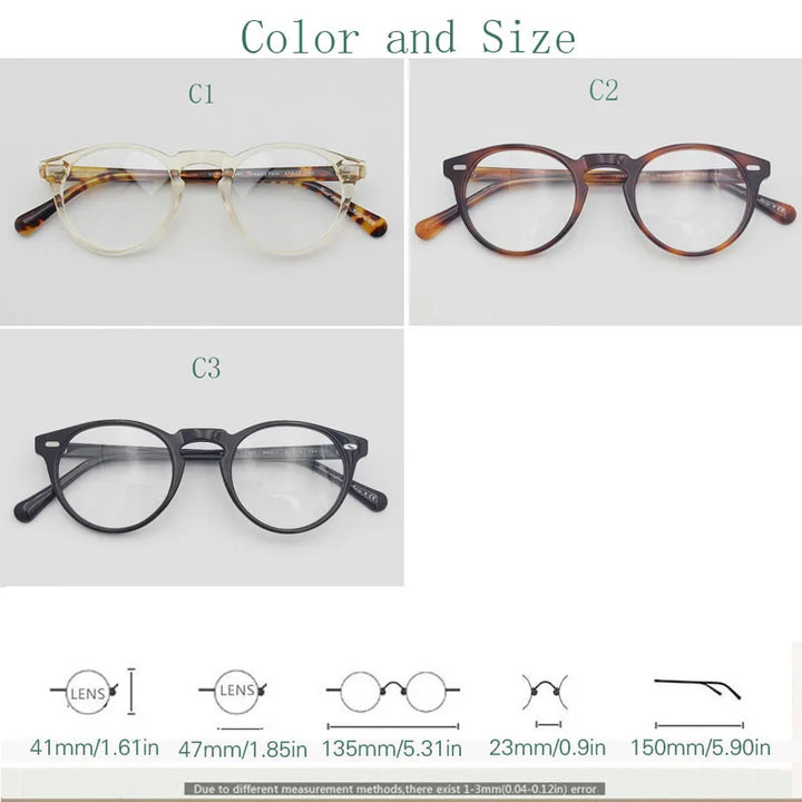 Yujo Unisex Full Rim Round Acetate Eyeglasses 1005 Full Rim Yujo