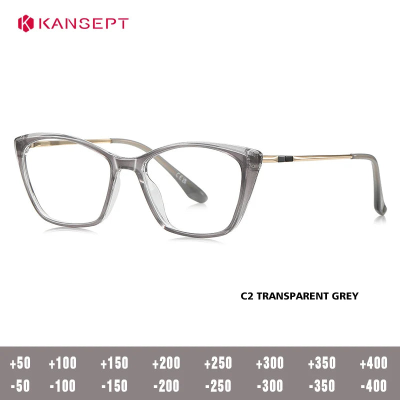 Kansept Women's Full Rim Square Tr 90 Alloy Reading Glasses 62208