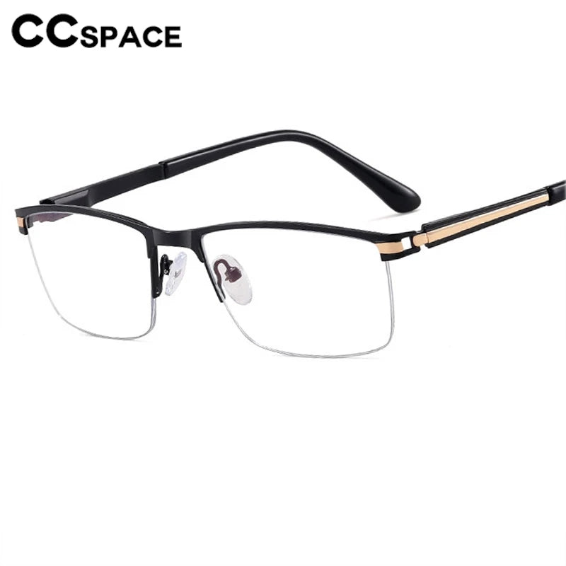 CCspace Semi Rim Square Alloy Spring Hinge Eyeglasses 300842 Semi Rim CCSpace