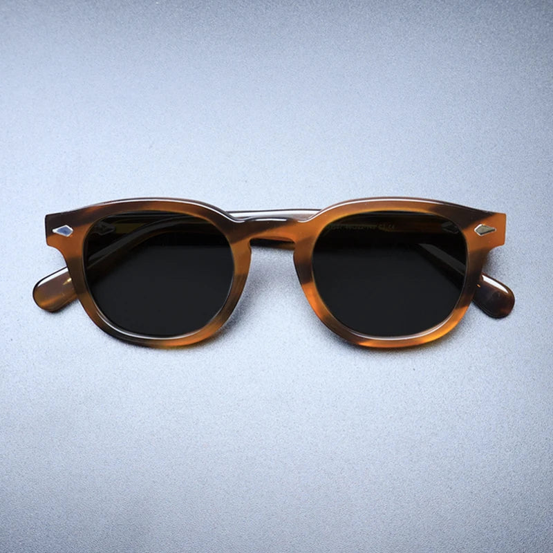 Gatenac Unisex Full Rim Square Polarized Acetate Sunglasses Mo14 Sunglasses Gatenac Flax Gray