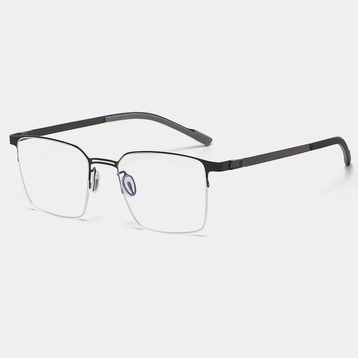Gatenac Unisex Semi Rim Square Titanium Eyeglasses Gxyj1153 Semi Rim Gatenac Black