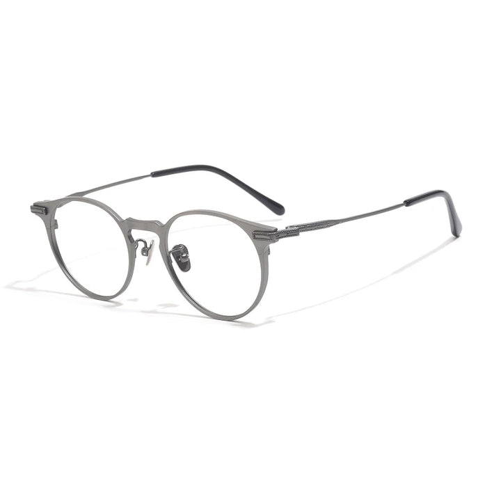 Black Mask Women's Full Rim Oval Round Titanium Eyeglasses 99016 Full Rim Black Mask Gun Gray