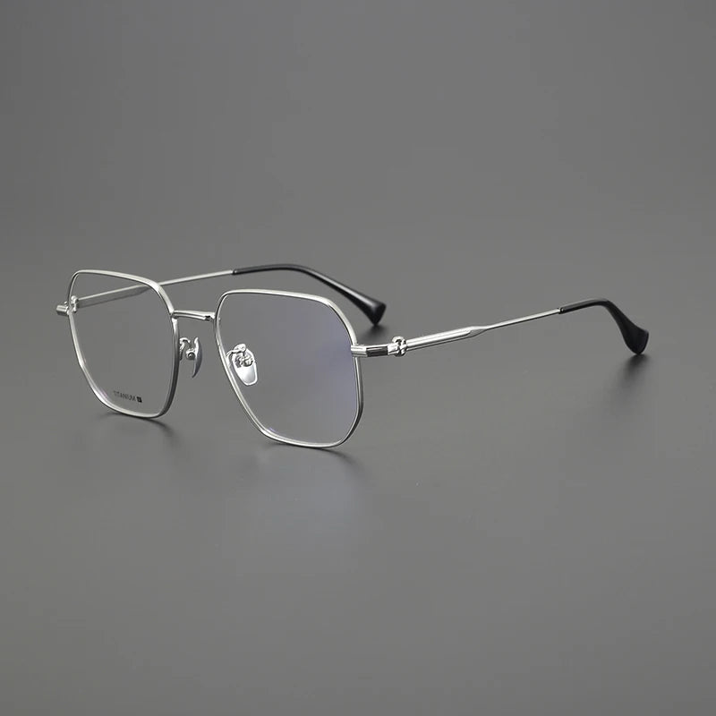Gatenac Unisex Full Rim Big Polygon Square Titanium Eyeglasses Gxy1552