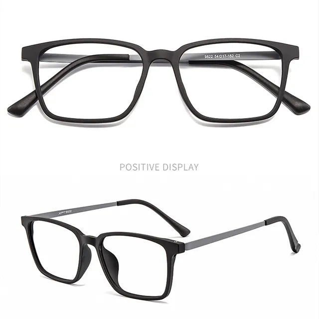 Kocolior Unisex Full Rim Square Tr 90 Titanium Hyperopic Reading Glasses 8922 Reading Glasses Kocolior Black Gray custom degree