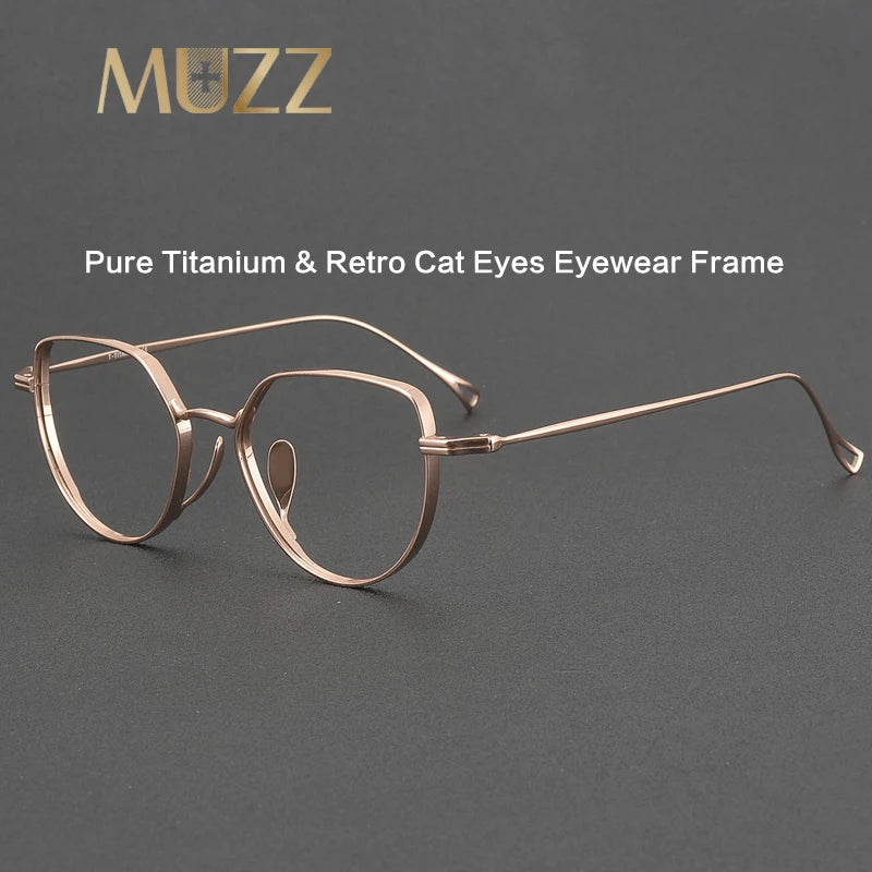 Muzz Unisex Full Rim Flat Top Round Titanium Eyeglasses 73002