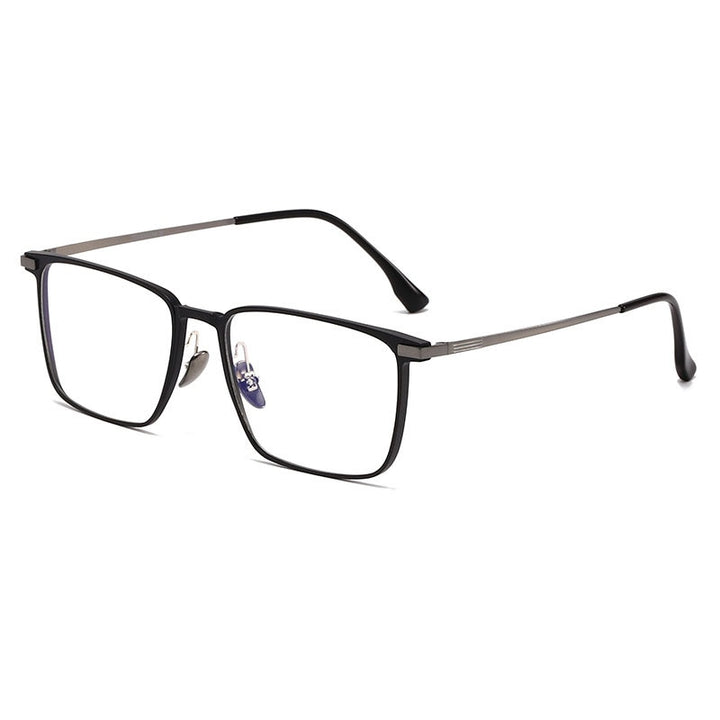 Hdcrafter Unisex Full Rim Square Titanium Eyeglasses 20247 Full Rim Hdcrafter Eyeglasses Black-Grey
