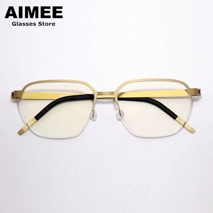 Aimee Unisex Semi Rim Oval Screwless Titanium Eyeglasses 7423 Semi Rim Aimee