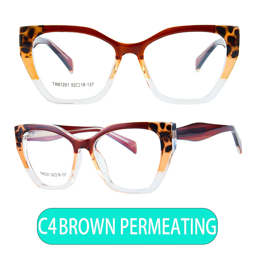 CCspace Unisex Full Rim Square Acetate Eyeglasses 56455 Full Rim CCspace C4Brown