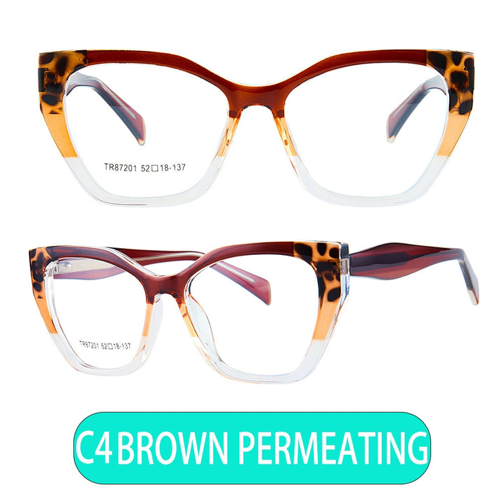 CCspace Unisex Full Rim Square Acetate Eyeglasses 56455 Full Rim CCspace C4Brown