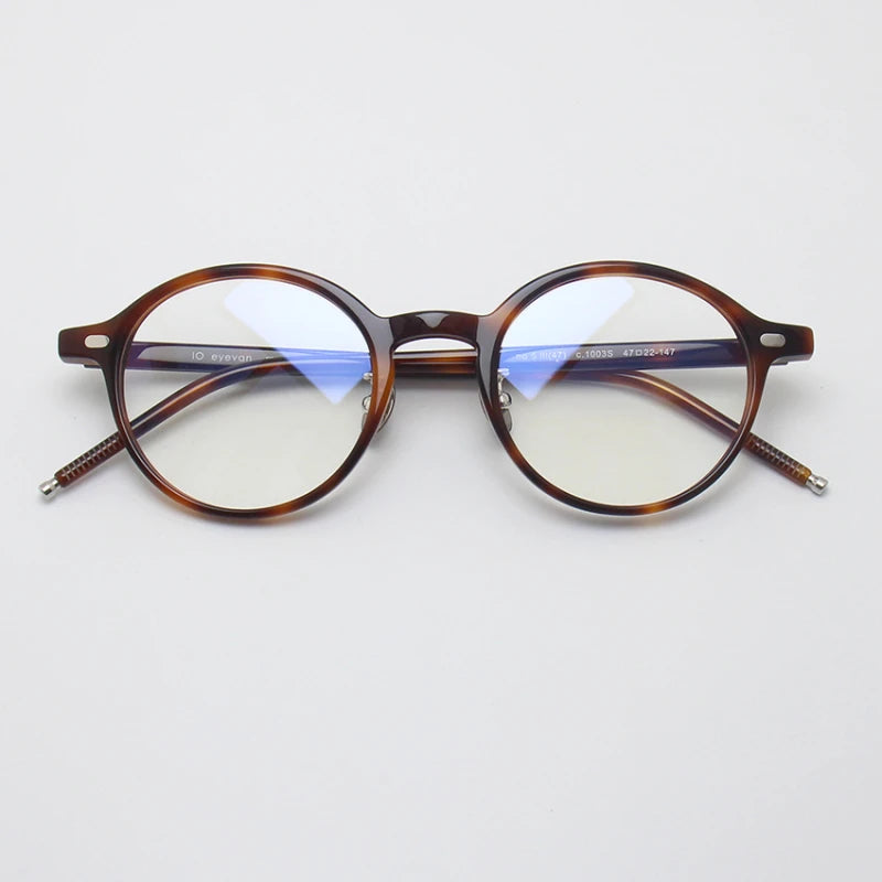 Black Mask Unisex Full Rim Round Acetate Eyeglasses 49205 Full Rim Black Mask Tortoise