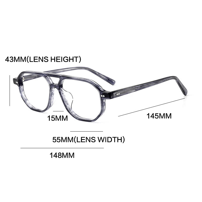 Gatenac Unisex Full Rim Flat Top Round Double Bridge Acetate Eyeglasses 1232 Full Rim Gatenac