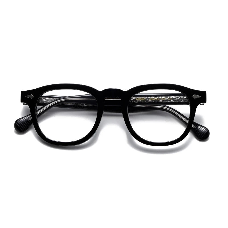 Hewei Unisex Full Rim Square Oval Acetate Eyeglasses 0034 Full Rim Hewei black