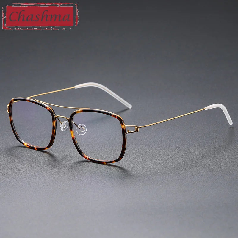 Chashma Ottica Women's Full Rim Square Double Bridge Titanium Acetate Eyeglasses 51138