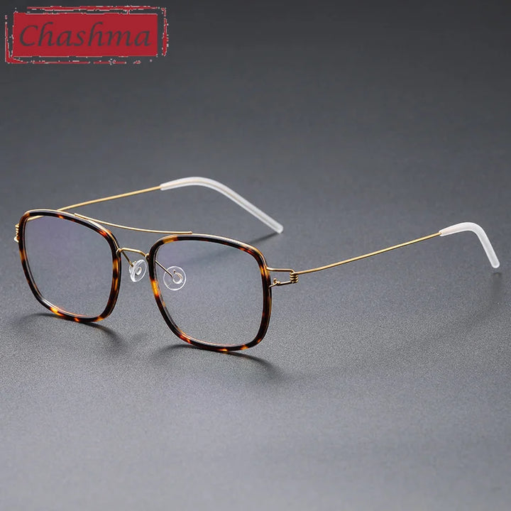 Chashma Ottica Women's Full Rim Square Double Bridge Titanium Acetate Eyeglasses 51138