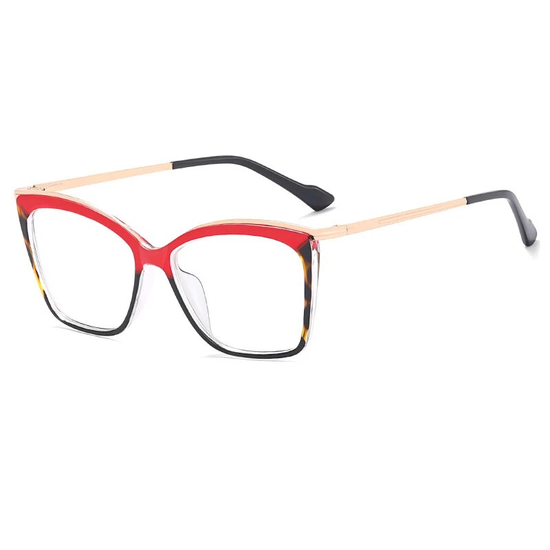 CCspace Women's Full Rim Square Tr 90 Titanium Eyeglasses 57052 Full Rim CCspace C6Red