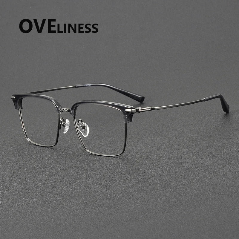 Oveliness Unisex Full RIm Square Acetate Titanium Eyeglasses 82004
