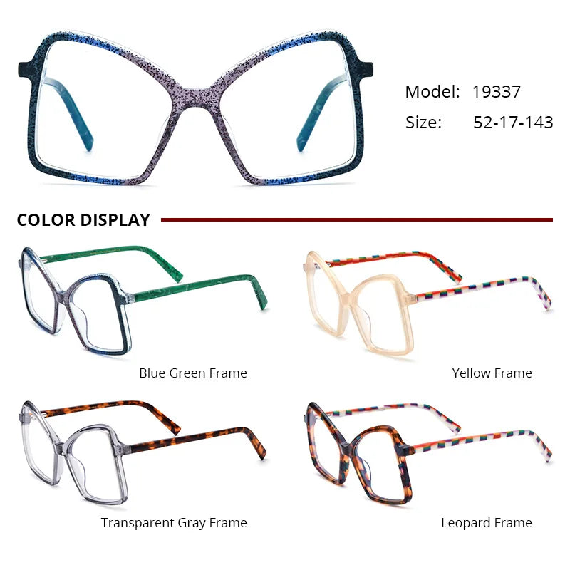 Nobler Unisex Full Rim Irregular Cat Eye Acetate Eyeglasses 19337 Full Rim Nobler