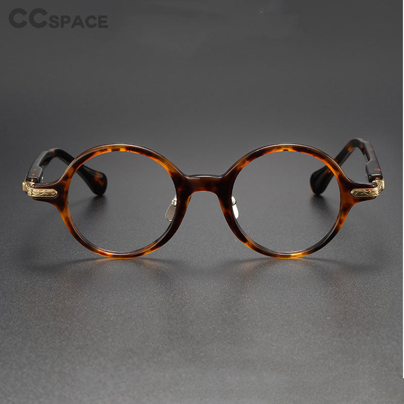 CCspace Unisex Full Rim Round Acetate Eyeglasses 56385 Full Rim CCspace
