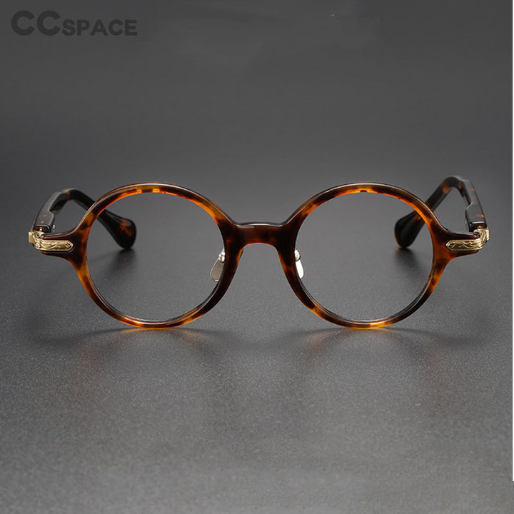CCspace Unisex Full Rim Round Acetate Eyeglasses 56385 Full Rim CCspace