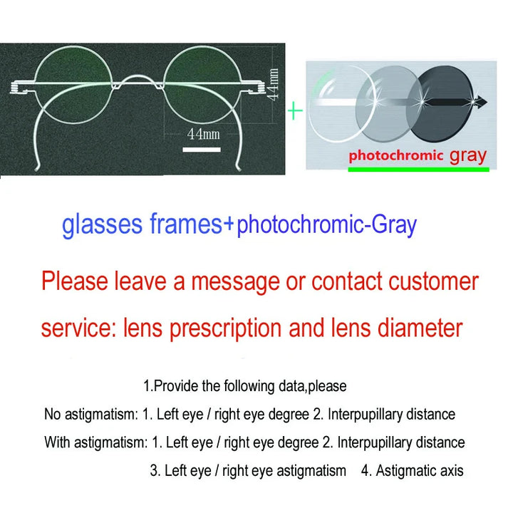 Yujo Unisex Full Rim Round Stainless Steel Custom Eyeglasses Y4042 Full Rim Yujo Grey44 CHINA