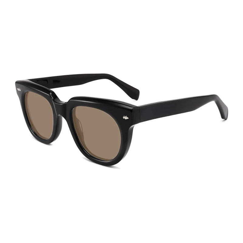 Gatenac Unisex Full Rim Square Acetate Polarized Sunglasses Mo17 Sunglasses Gatenac Black Brown