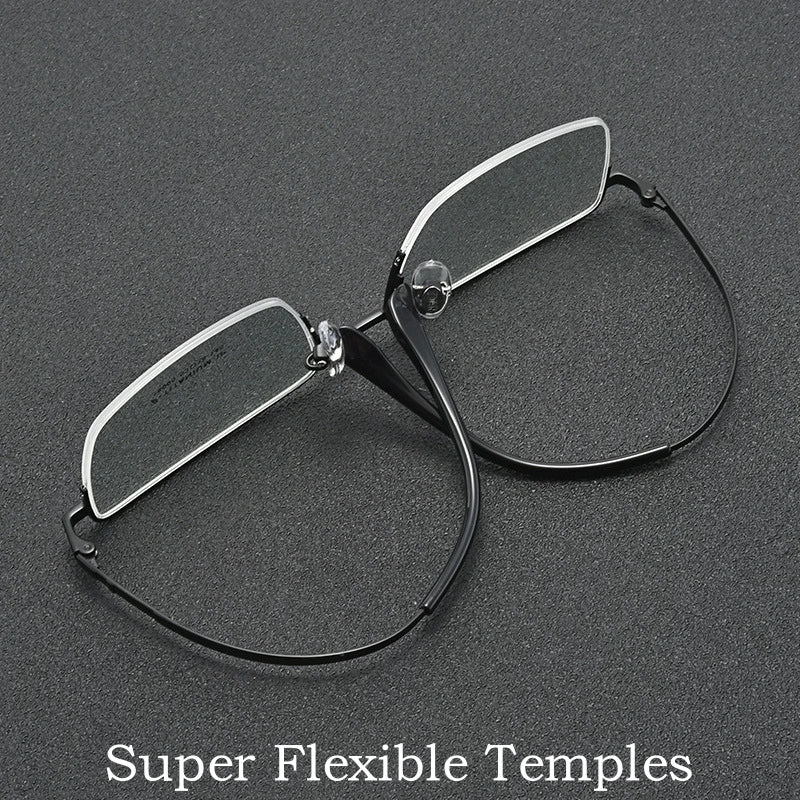Yimaruili Men's Semi Rim Square Titanium Alloy Eyeglasses Y18005 Semi Rim Yimaruili Eyeglasses