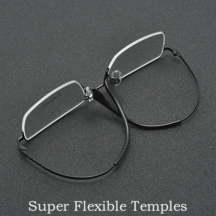 Yimaruili Men's Semi Rim Square Titanium Alloy Eyeglasses Y18005 Semi Rim Yimaruili Eyeglasses