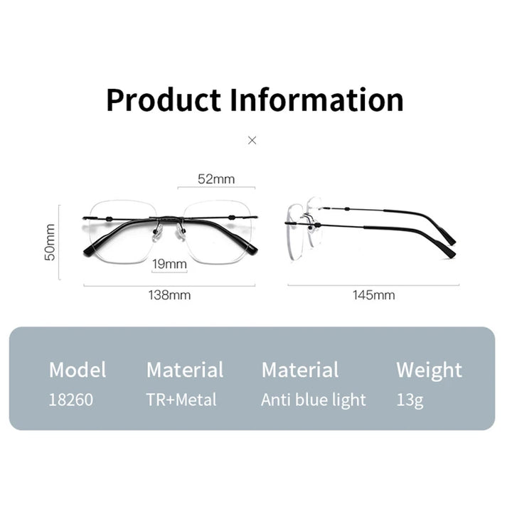 Xbora Women's Rimless Flat Top Polygon Alloy Eyeglasses 18260