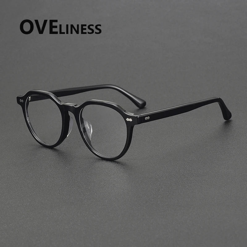 Oveliness Unisex Full Rim Oval Round Acetate Eyeglasses 88098 Full Rim Oveliness black