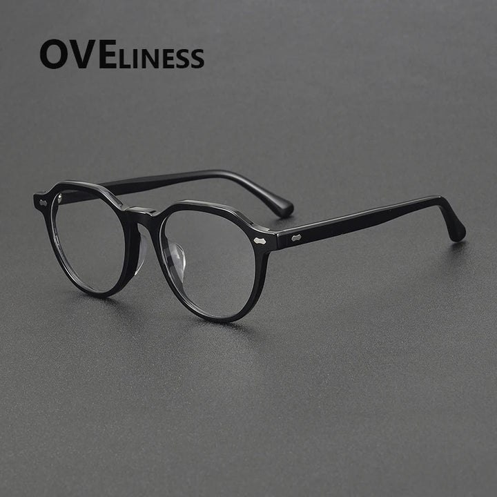 Oveliness Unisex Full Rim Oval Round Acetate Eyeglasses 88098 Full Rim Oveliness black