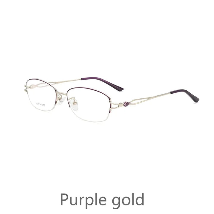 KatKani Womens Semi Rim Square Alloy Eyeglasses 1597 Semi Rim KatKani Eyeglasses Purple Silver  