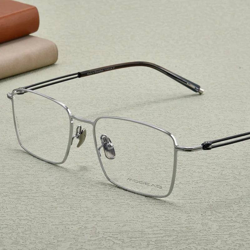 Yimaruili Men's Full Rim Polygon Square Titanium Eyeglasses 83244