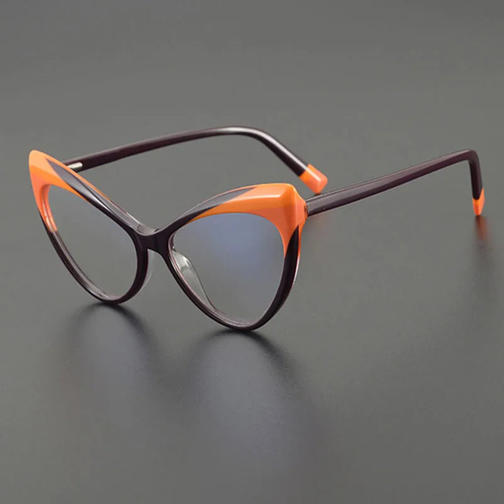 Nobler Unisex Full Rim Irregular Oval Cat Eye Acetate Eyeglasses  P021 Full Rim Nobler C4