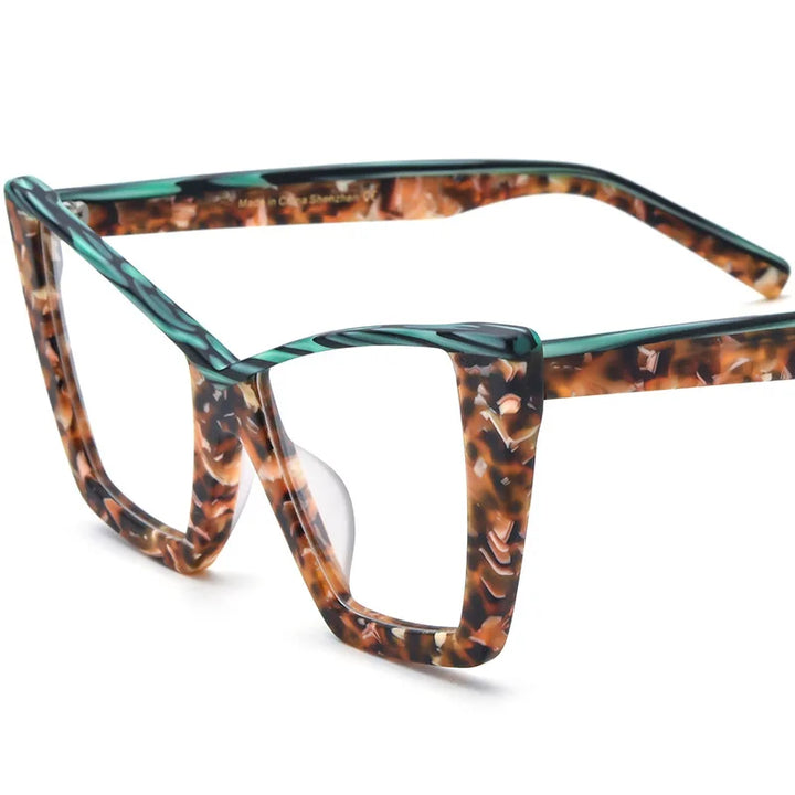 CCspace Unisex Full Rim Big Square Acetate Eyeglasses 57161 Full Rim CCspace Leopard