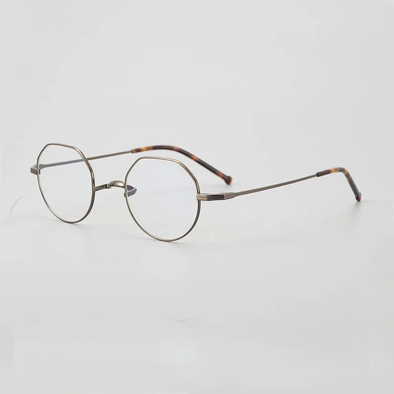 Yujo Women's Full Rim Flat Top Polygonal Titanium Eyeglasses 61426