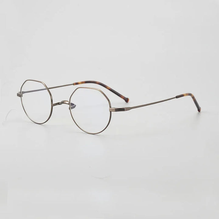 Yujo Women's Full Rim Flat Top Polygonal Titanium Eyeglasses 61426