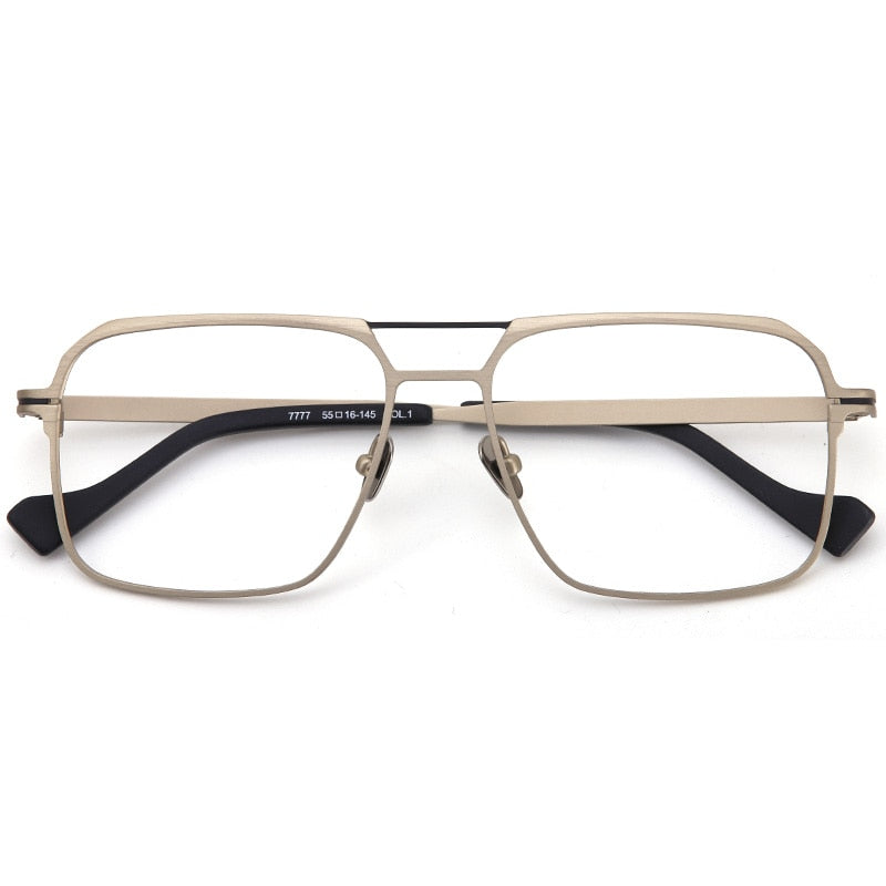 Muzz Unisex Full Rim Big Square Double Bridge  Titanium Eyeglasses 7777 Full Rim Muzz C1