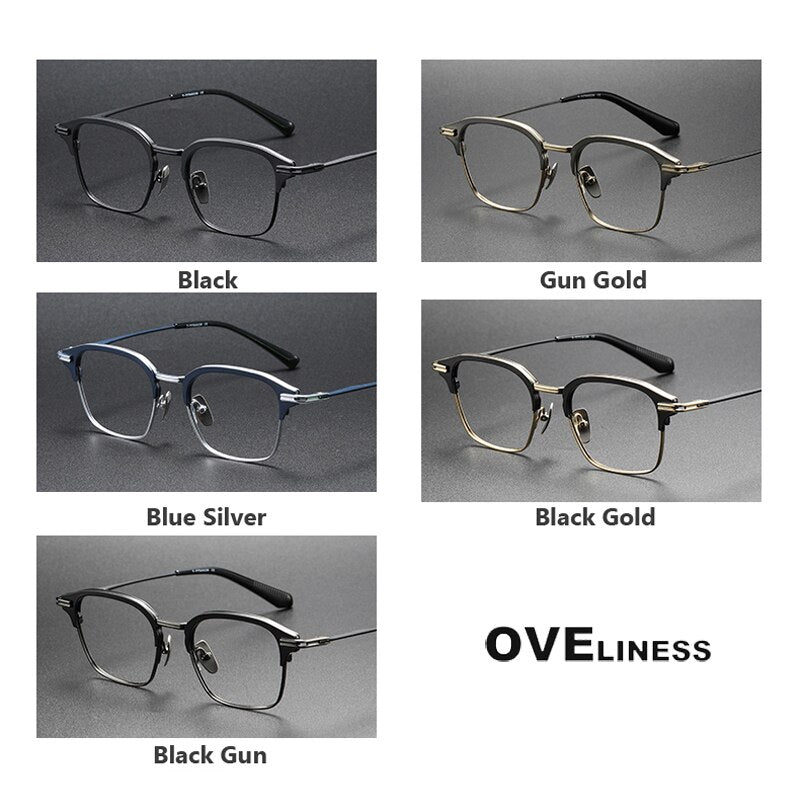 Oveliness Unisex Full Rim Square Titanium Eyeglasses Dxt142 Full Rim Oveliness