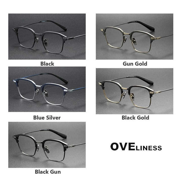 Oveliness Unisex Full Rim Square Titanium Eyeglasses Dxt142 Full Rim Oveliness